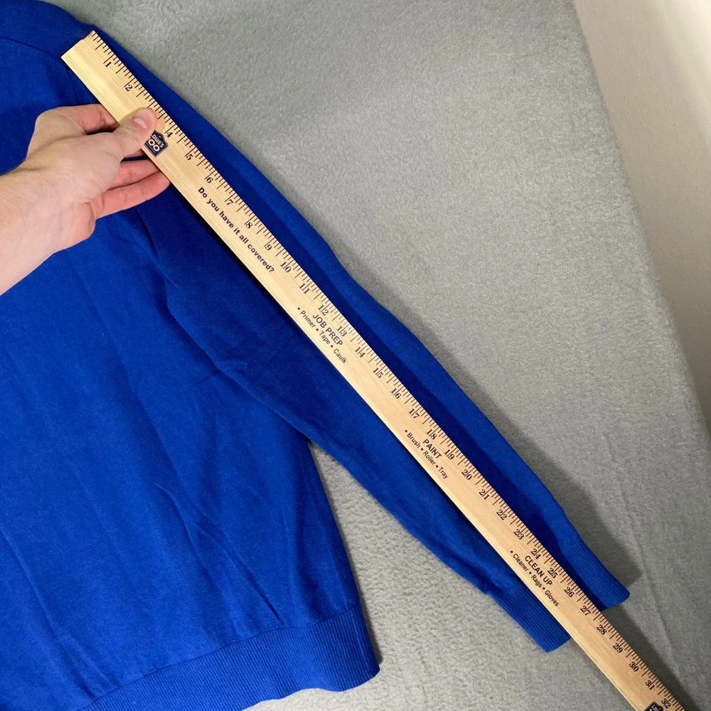 Banana Republic‎ Men L Royal Blue Snap Mock Neck Sweater 70 Cotton Nylon Silk